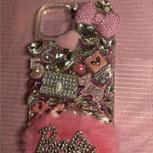 Pink and Silver IPhone 15 Junk Barbie Phone Case